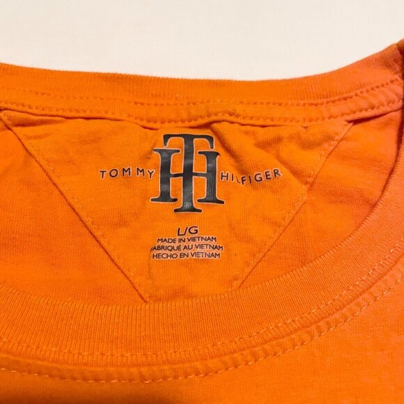 Tommy Hilfiger Orange Tshirt Mens Size Large Shirt - Picture 3 of 15
